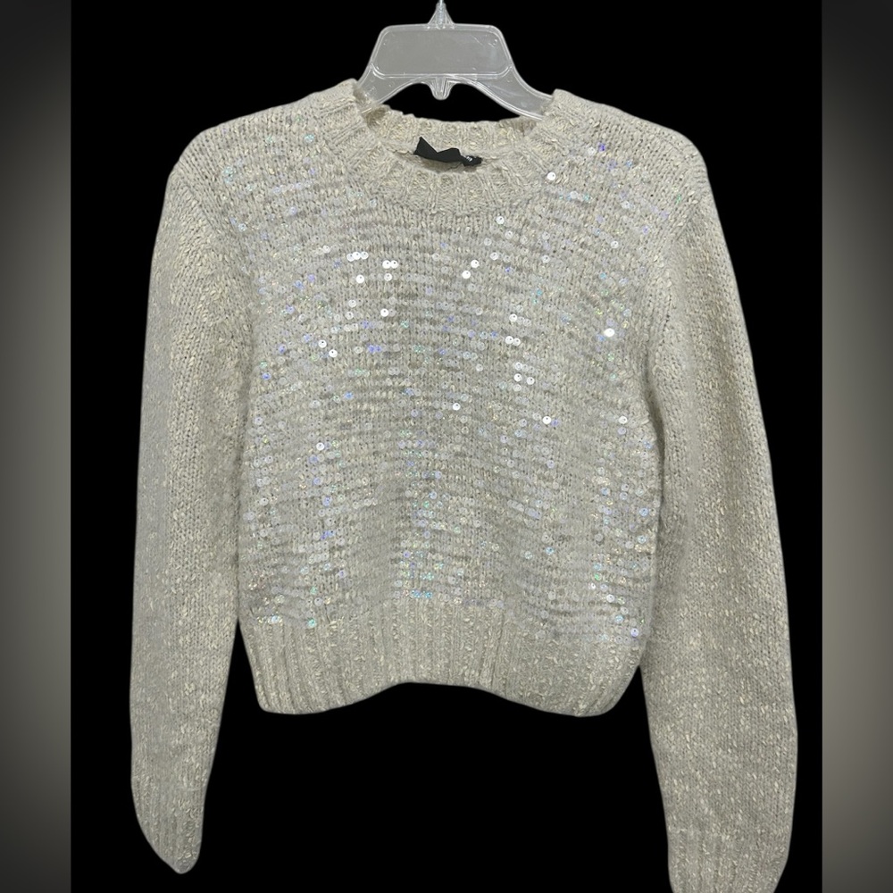 RD Style Holiday Cream Sequin Sweater - size Small
